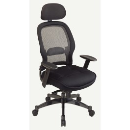 Office Star Space Seating Professional Deluxe Black Breathable Mesh Back Chair with Adjustable Headrest and Mesh Seat 25004