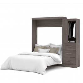 Bestar 25882-47 Nebula 90" Queen Wall bed kit in Bark Gray