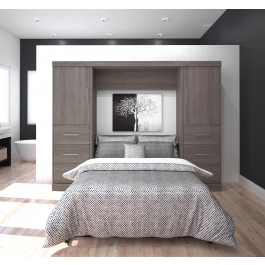 Bestar 25894-47 Nebula 109" Full Wall bed kit in Bark Gray