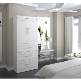 Bestar 26878-17 Pur 36" Storage Unit with 3-Drawer Set and Doors in White