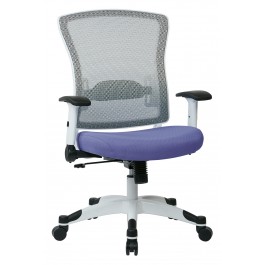 Office Star 317W-W1C1F2W-5877 Space Seating White Frame Managers Chair with Breathable Mesh Back Padded Mesh Seat in Sky