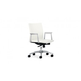 Encore 4294-L-U Notion Low Back Synchro Tilt Fixed Aluminum Arms Chair with Black Urethane Arm Caps
