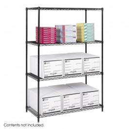 Safco Industrial Wire Shelving 48 x 24" Black 5294BL