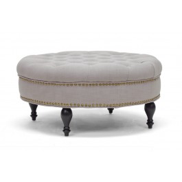 Wholesale Interiors 531-Beige-Otto Palfrey Beige Linen Modern Tufted Ottoman