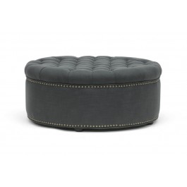 Wholesale Interiors 532-Gray-Otto Iglehart Gray Linen Modern Tufted Ottoman