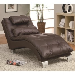 Coaster Furniture Upholstery Stationary Fabric Chaise in Dark Brown 550076