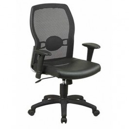 Office Star Work Smart Woven Mesh Back and Leather Seat 599402