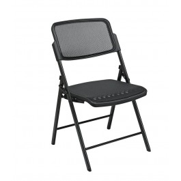 Office Star Pro-Line II Deluxe Folding Chair With Black ProGrid Seat and Back and Black Finish 2-Pack Gangable 81308