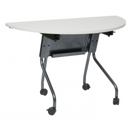 Office Star 842PZ24BC 46.5" Wide Trapezoid Table Black Frame with Cherry Top