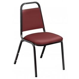 National Public Seating 9108-B 9100 Series Standard Vinyl Upholstered Padded Stack Chair in Pleasant Burgundy