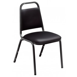 National Public Seating 9110-B 9100 Series Standard Vinyl Upholstered Padded Stack Chair in Panther Black