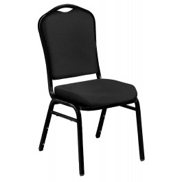 National Public Seating 9360-BT 9350 Series Silhouette Fabric Padded Upholstered Stack Chairs in Ebony Black