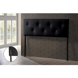 Baxton Studio BBT6432-Black-HB-Queen Dalini Black Faux Leather Headboard with Faux Crystal Buttons