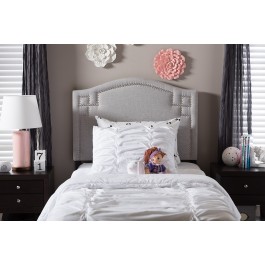 Baxton Studio BBT6563-Greyish Beige-Twin HB Aubrey Upholstered Twin Size Headboard