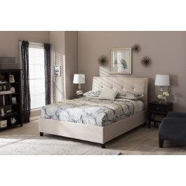 Baxton Studio BBT6572-Beige-Queen-Storage Bed Lea Linen Queen Size Storage Platform Bed