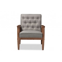 Baxton Studio BBT8013-Grey Chair Sorrento Mid-Century Retro Modern Upholstered Wooden Lounge Chair