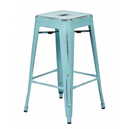 Office Star BRW3026A2-ASB Bristow 26" Antique Metal Barstools 2-Pack in Antique Sky Blue