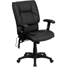 Flash Furniture Mid-Back Massaging Black Leather Executive Office Chair BT-2770P-GG