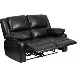 Flash Furniture BT-70597-LS-GG Harmony Leather Loveseat with Two Built-In Recliners Sofa Set in Black