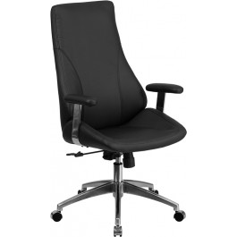 Flash Furniture BT-90068H-GG High Back Black Leather Executive Swivel Office Chair