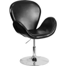 Flash Furniture CH-112420-BK-GG HERCULES Trestron Series Black Leather Reception Chair with Adjustable Height Seat