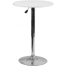 Flash Furniture CH-2-GG 23.75" Round Adjustable Height White Wood Table