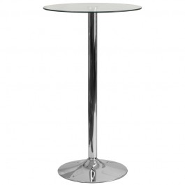 Flash Furniture CH-3-GG 23.75" Round Glass Table with 41.75"H Chrome Base