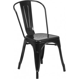 Flash Furniture CH-31230-BK-GG Black Metal Indoor-Outdoor Stackable Chair