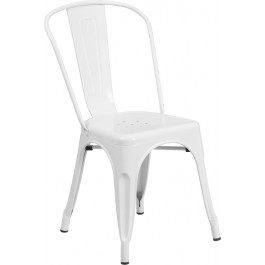 Flash Furniture CH-31230-WH-GG White Metal Indoor-Outdoor Stackable Chair