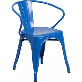 Flash Furniture CH-31270-BL-GG Blue Metal Indoor-Outdoor Chair with Arms