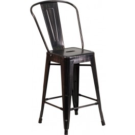 Flash Furniture CH-31320-24GB-BQ-GG Antique Metal Bar Stool in Black