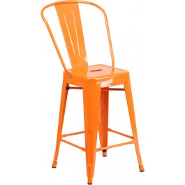 Flash Furniture CH-31320-24GB-OR-GG Metal Bar Stool in Orange