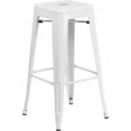 Flash Furniture CH-31320-30-WH-GG 30-inch Backless White Metal Bar Stool in Orange