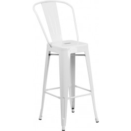 Flash Furniture CH-31320-30GB-WH-GG Metal Bar Stool in White