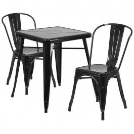 Flash Furniture CH-31330-2-30-BK-GG Metal Table Set in Black