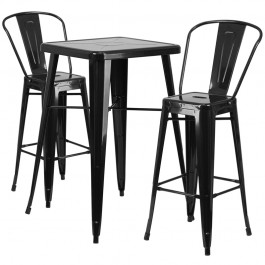 Flash Furniture CH-31330B-2-30GB-BK-GG Metal Bar Table Set in Black
