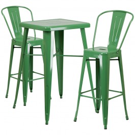Flash Furniture CH-31330B-2-30GB-GN-GG Metal Bar Table Set in Green
