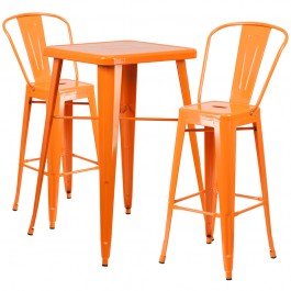 Flash Furniture CH-31330B-2-30GB-OR-GG Metal Bar Table Set in Orange