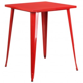 Flash Furniture CH-51040-40-RED-GG 31.5" Square Bar Height Red Metal Indoor-Outdoor Table