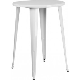 Flash Furniture CH-51090-40-WH-GG 30'' Round Metal Indoor-Outdoor Bar Height Table in White
