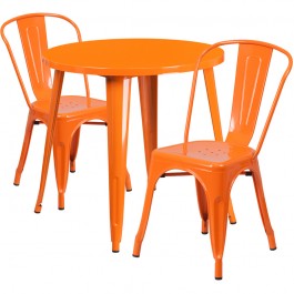 Flash Furniture CH-51090TH-2-18CAFE-OR-GG 30" Round Metal Table Set in Orange
