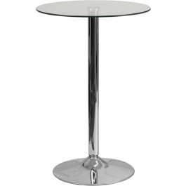 Flash Furniture CH-6-GG 23.5" Round Glass Table with 35.5"H Chrome Base
