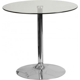 Flash Furniture CH-7-GG 31.5'' Round Glass Table With 29'' H Chrome Base in Clear