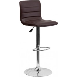 Flash Furniture Contemporary Brown Vinyl Adjustable Height Bar Stool with Chrome Base CH-92023-1-BRN-GG