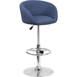 Flash Furniture CH-TC3-1066L-BLFAB-GG Contemporary Blue Fabric Adjustable Height Barstool