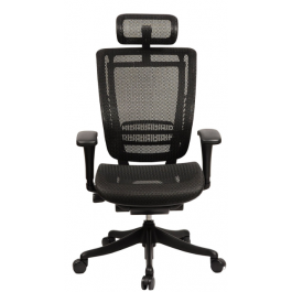 GM Seating Enklave Black Mesh Executive Hi Swivel Chair with Headrest, Black Frame & Base