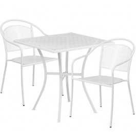 Flash Furniture CO-28SQ-03CHR2-WH-GG 28" Square Table Set with 2 Round Back Chairs in White (Default)