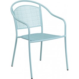 Flash Furniture CO-3-SKY-GG Steel Patio Arm Chair in Blue