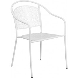 Flash Furniture CO-3-WH-GG Steel Patio Arm Chair in White