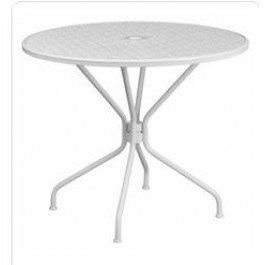 Flash Furniture CO-7-WH-GG 35.25" Steel Patio Table in White (Default)